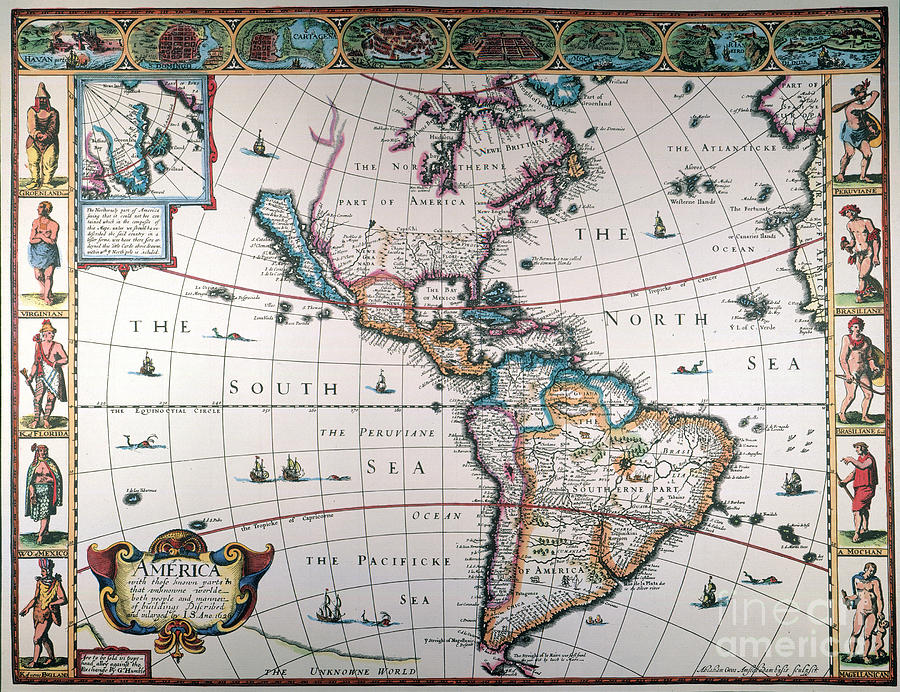 New World Map, 1616 #0007160 Painting by Granger