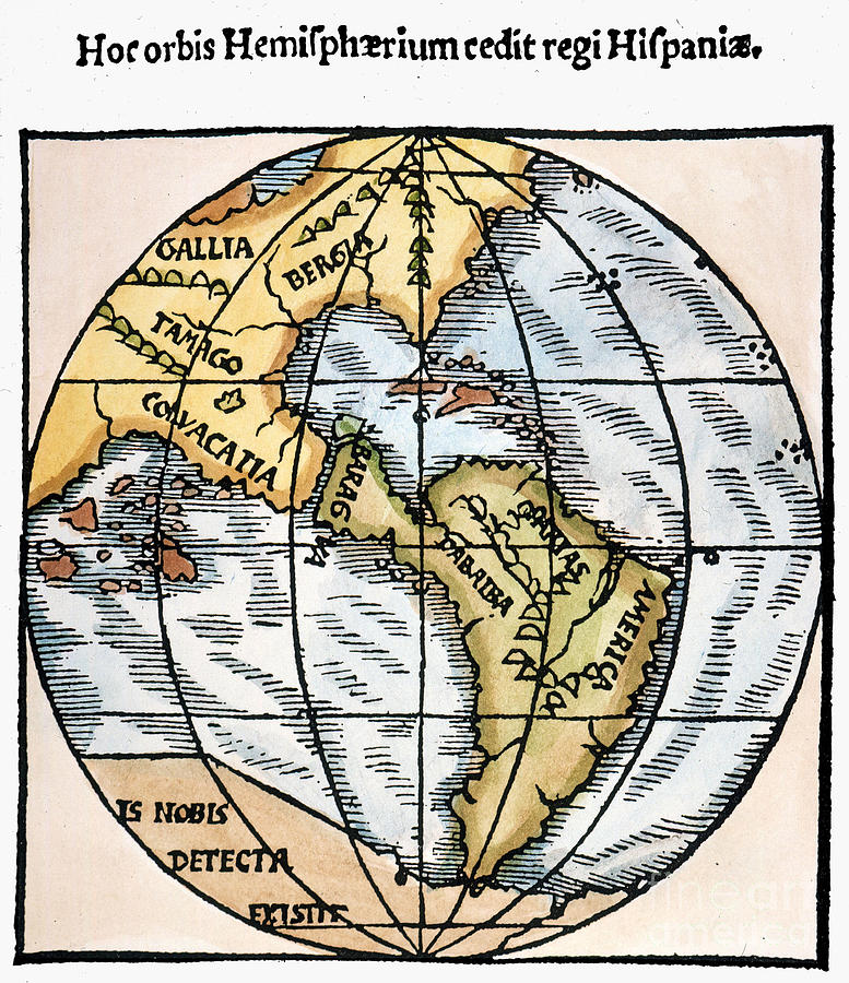 World Map, 1529 #0007275 Painting by Granger