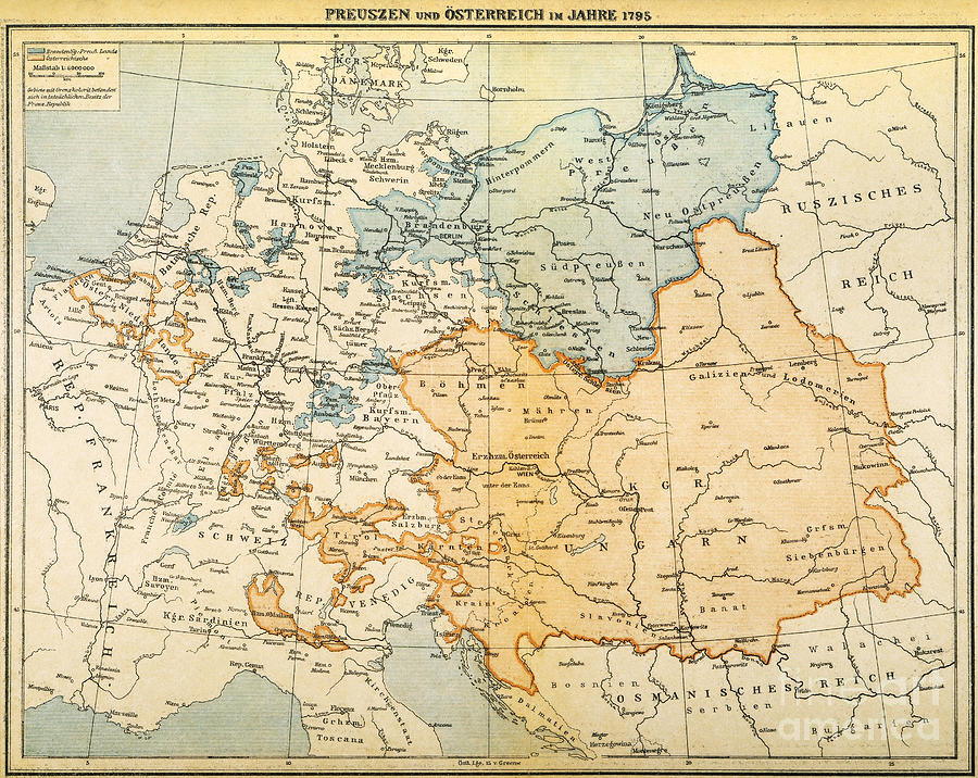 Map Painting - Austrian Empire Map, 1795 #0007293 by Granger