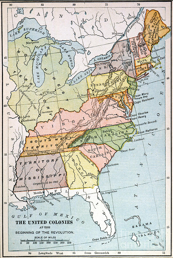 UNITED STATES MAP, c1791 #0030844 Painting by Granger