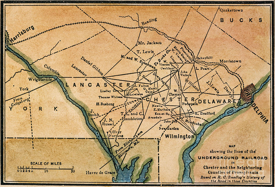 Underground Railroad Map #3 Drawing by Granger