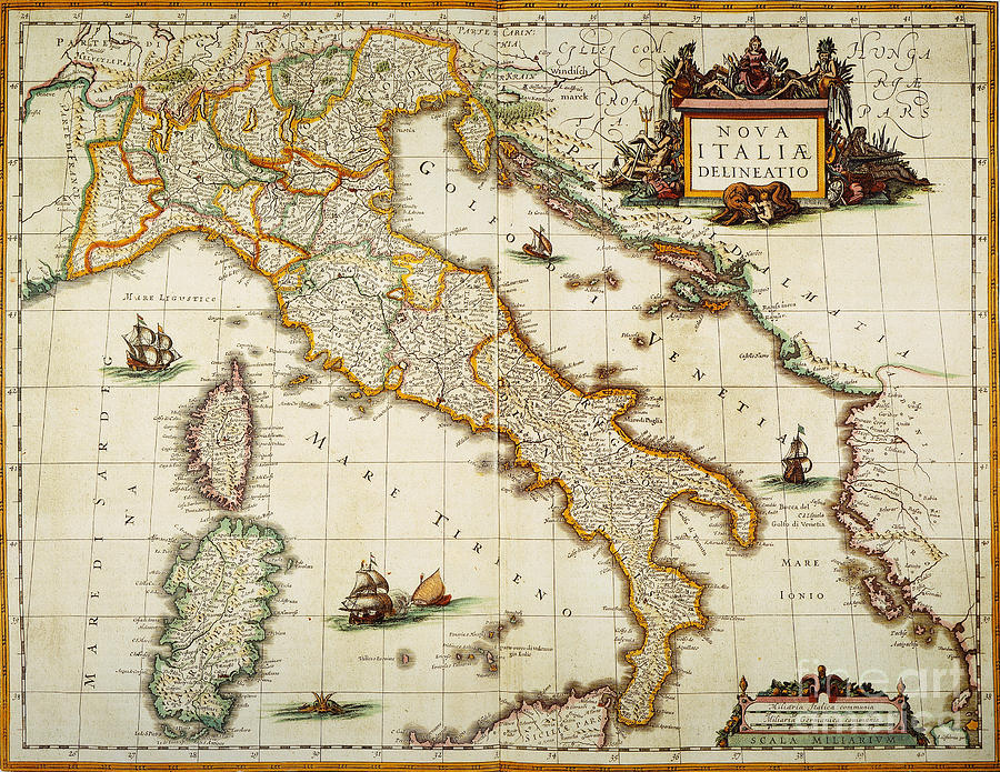 Map Of Italy, 1631 #0047707 Painting by Granger