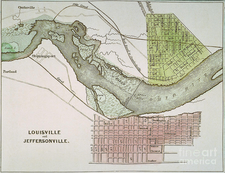 Louisville and Jeffersonville, 1837 Drawing by Granger