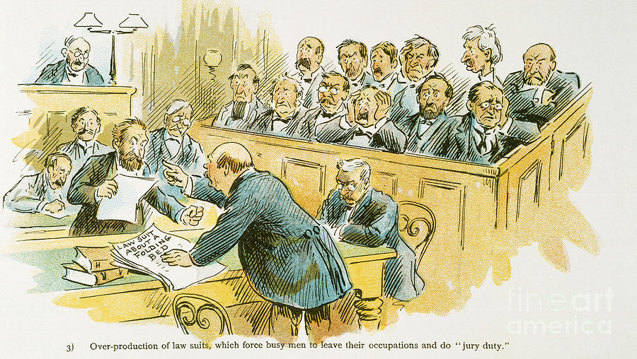 Litigation Cartoon Drawing by Granger