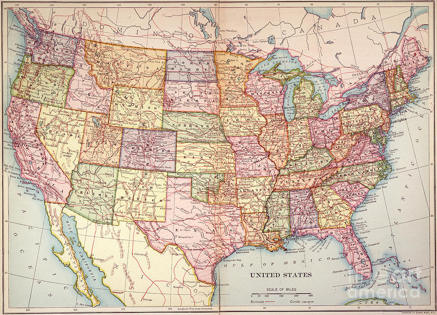 Map: United States, 1905 Painting by Granger