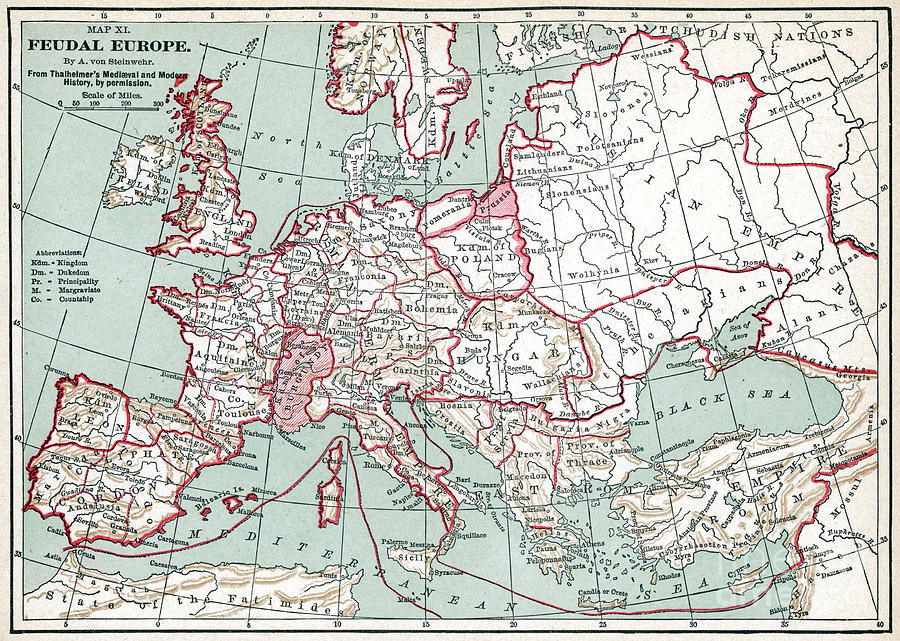 Map Painting - MAP OF EUROPE, 12th CENTURY #0064136 by Granger