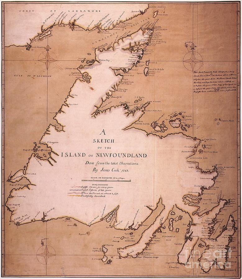Map Painting - Cook: Newfoundland, 1763 #0064706 by Granger
