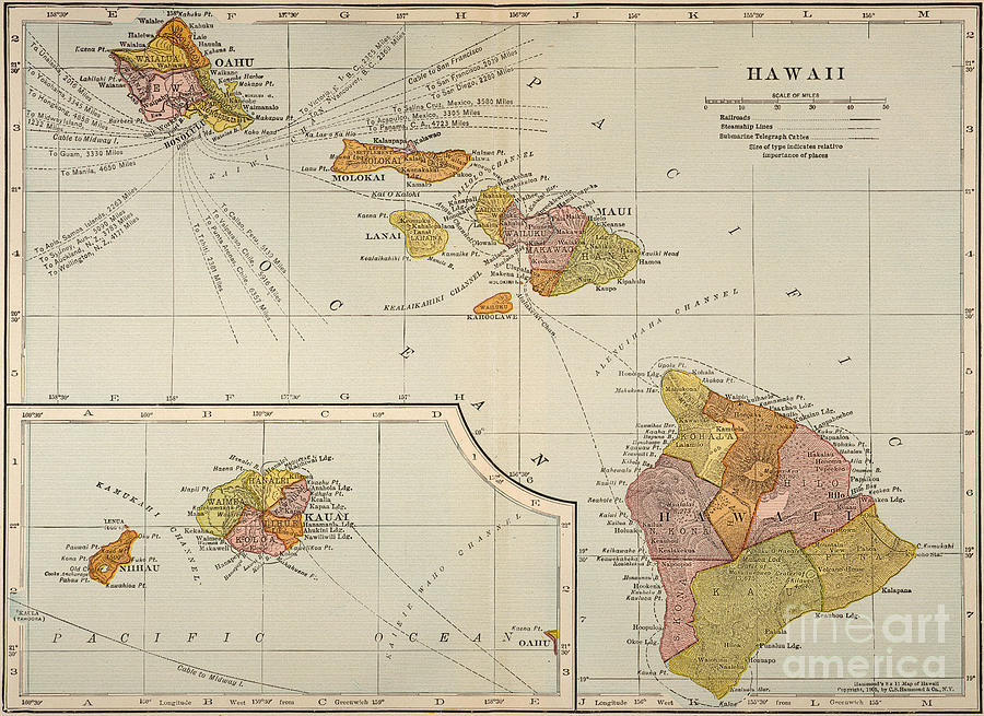 Map: Hawaii, 1905 #0065391 Painting by Granger