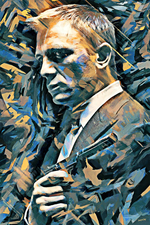 Abstract Painting - 007 James Bond - Daniel Craig by SampadArt Gallery
