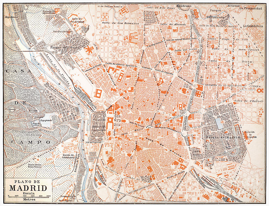 SPAIN: MADRID MAP, c1920 #0087375 Painting by Granger