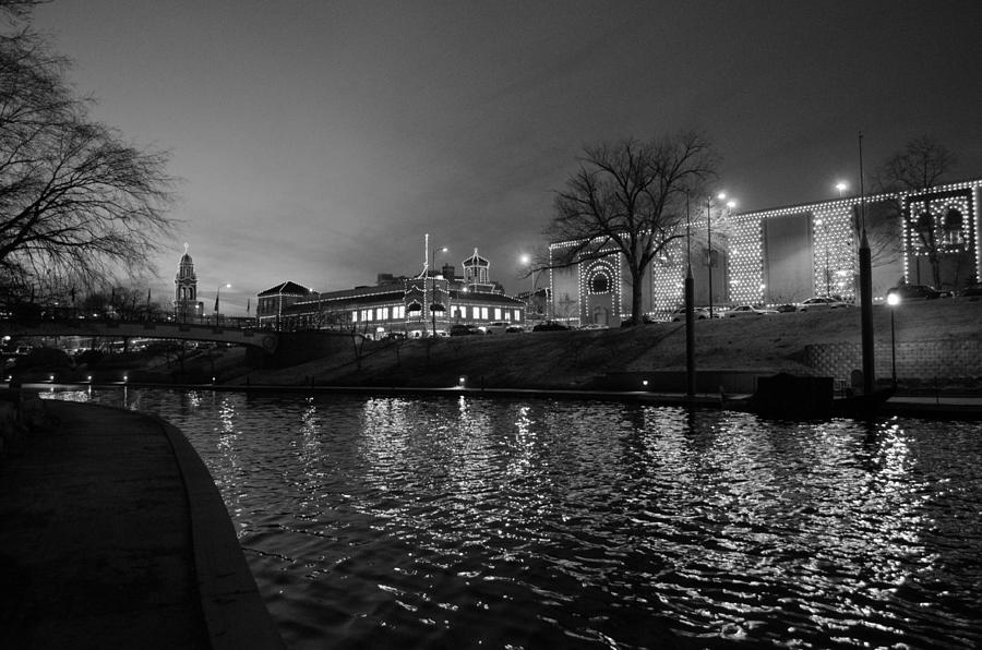 #01 Country Club Plaza Holiday black and white Photograph by John ...