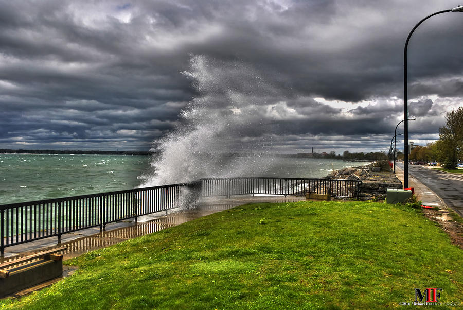 010 High Winds and Crashing Waves at Erie Basin Marina 14MAY16 Photograph by Michael Frank Jr