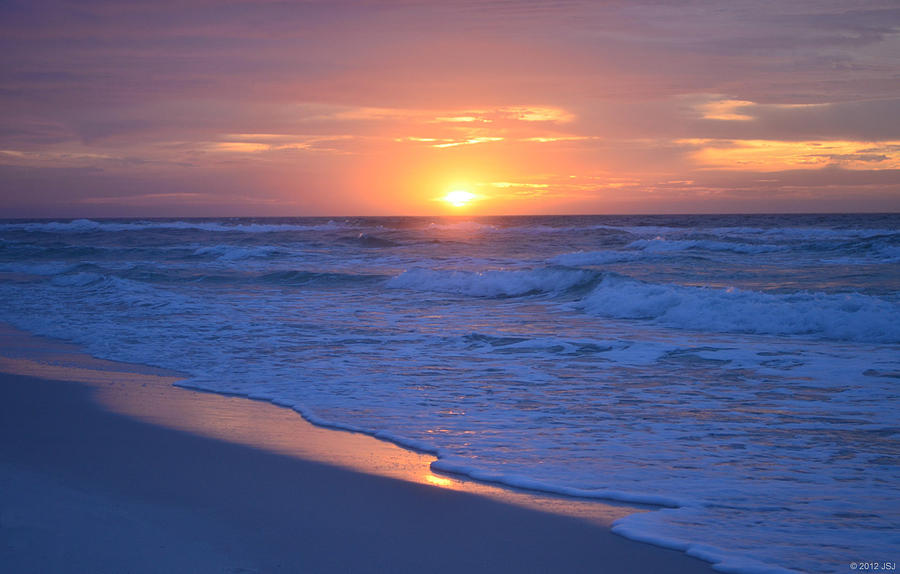 0121 Sunrise Waves on Navarre Beach Photograph by Jeff at JSJ Photography