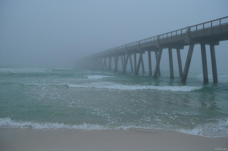 0122 Disappearing Pier in Infinite Fog Photograph by Jeff at JSJ Photography