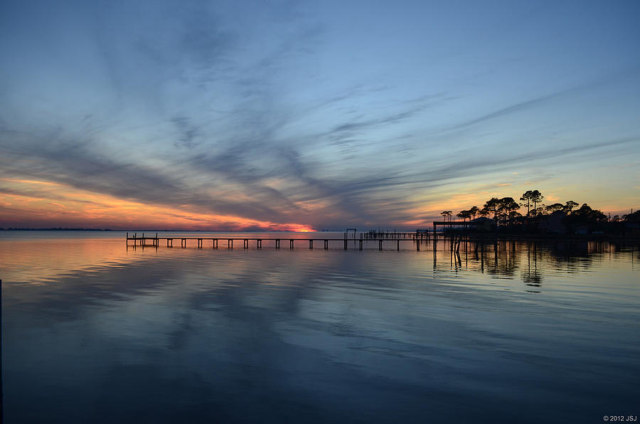 0129 Cirrus Reflections at Twilight on Sound Photograph by Jeff at JSJ Photography