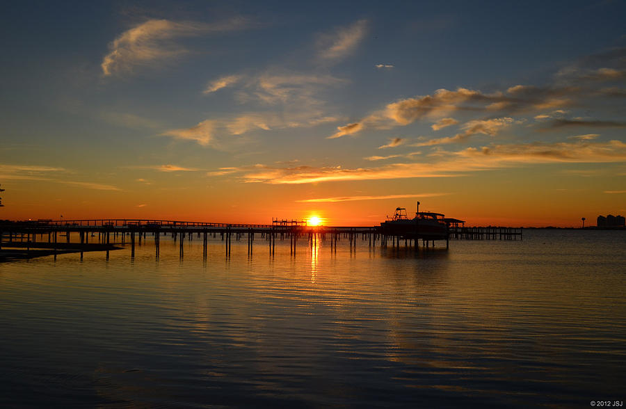 0130 Sunrise on Sound Over Pier Photograph by Jeff at JSJ Photography