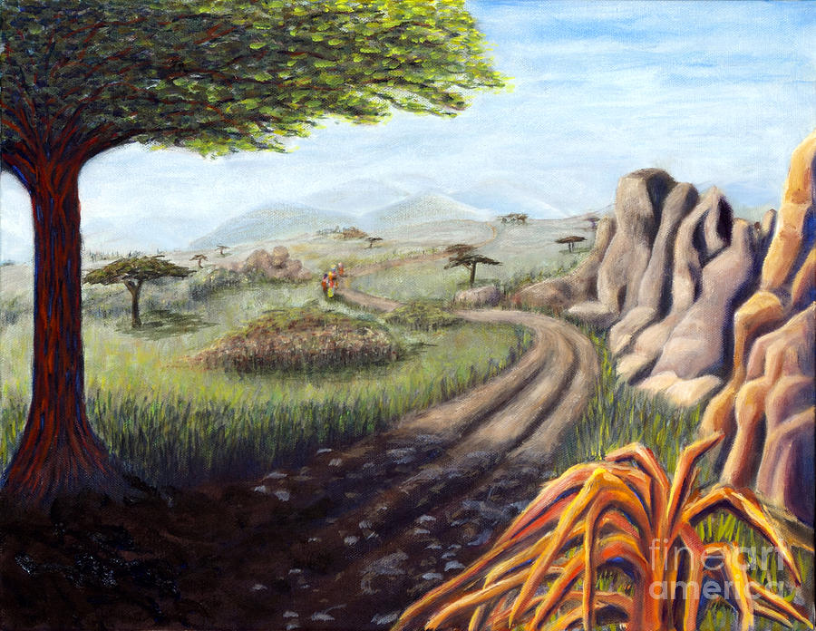 01304 Road Home--Kenya Painting by AnneKarin Glass