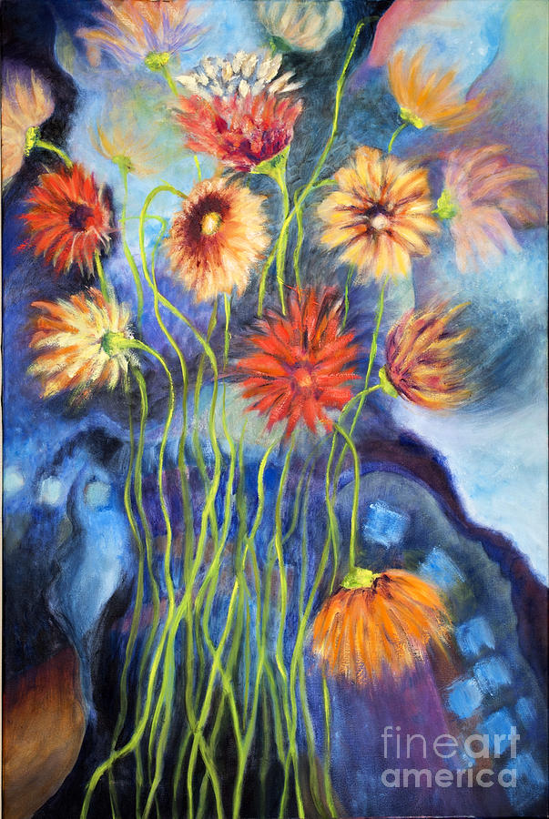 01314 African Daisies Painting by AnneKarin Glass