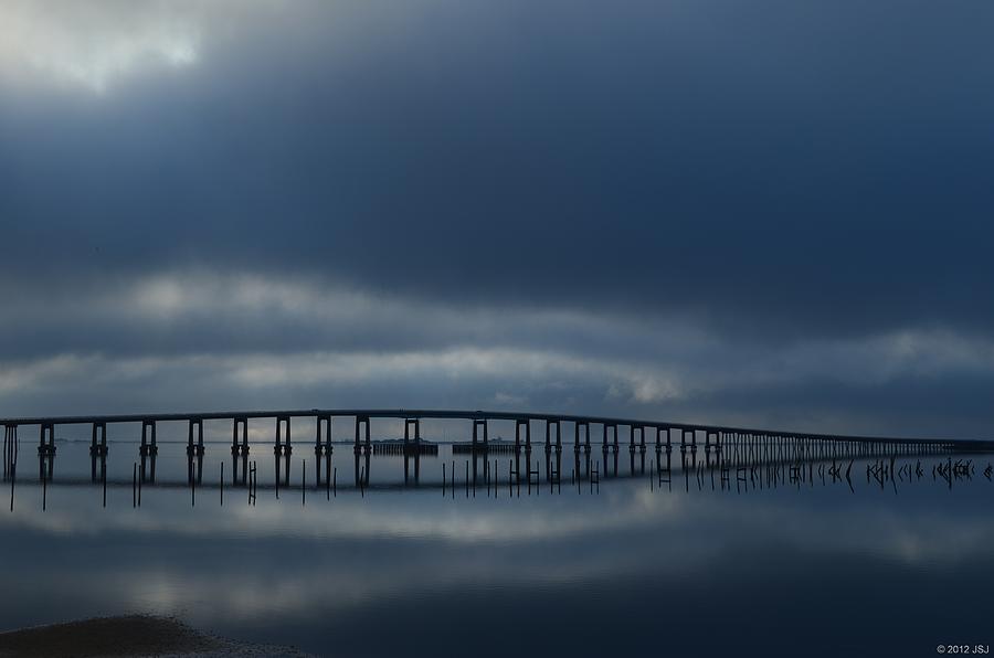0203 Mirrored Navarre Bridge on Sound Photograph by Jeff at JSJ Photography
