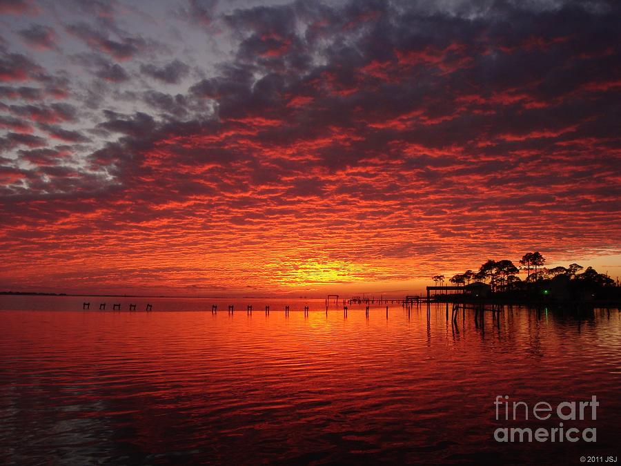 0205 Awesome Sunset Colors on Santa Rosa Sound Photograph by Jeff at JSJ Photography