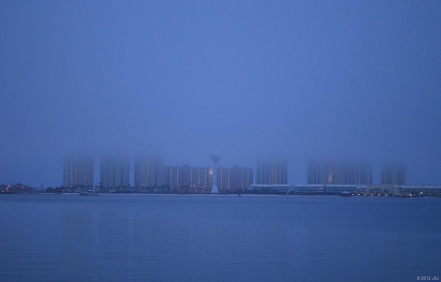 0228 Navarre Beach Skyline Fades into the Fog Photograph by Jeff at JSJ Photography