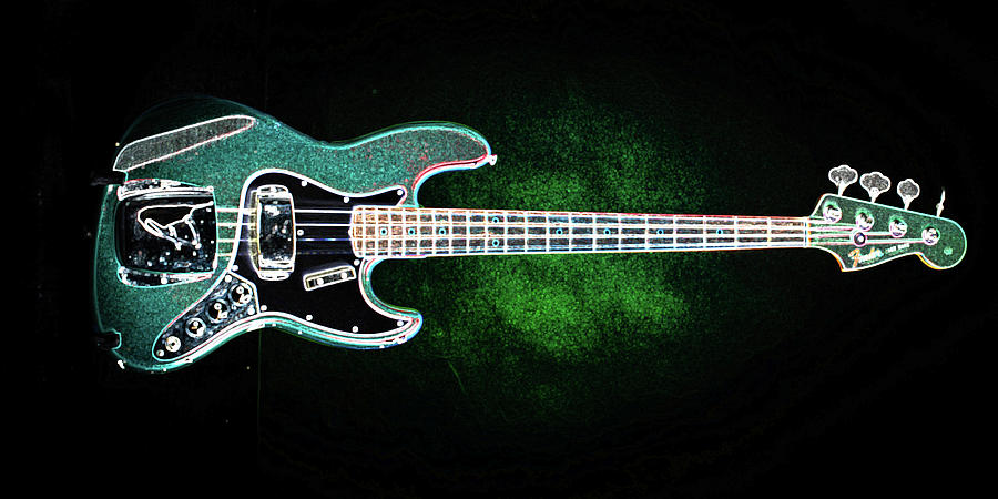 024.1834 Fender Jazz Bass Drawing Color #0241834 Photograph by M K Miller