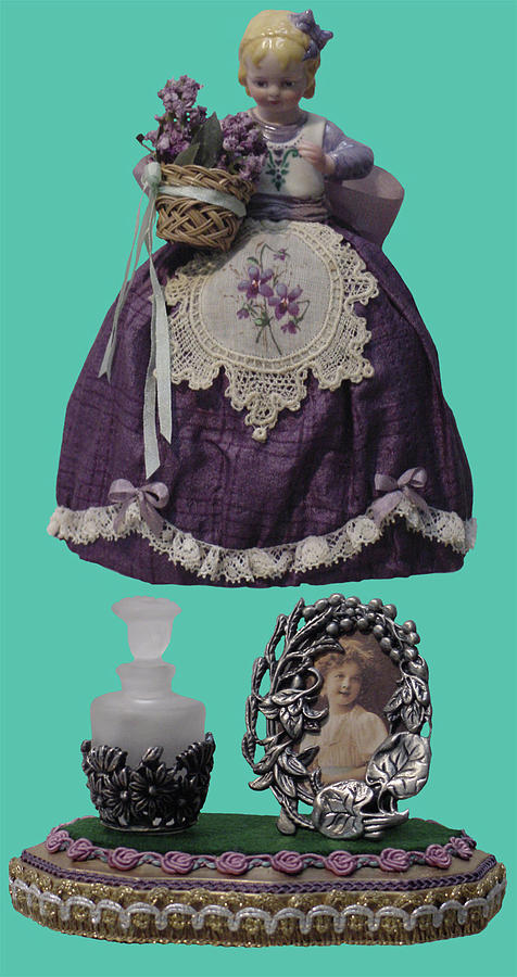 02GM083 - Lavender Girl Cozy Ceramic Art by Shirley Heyn