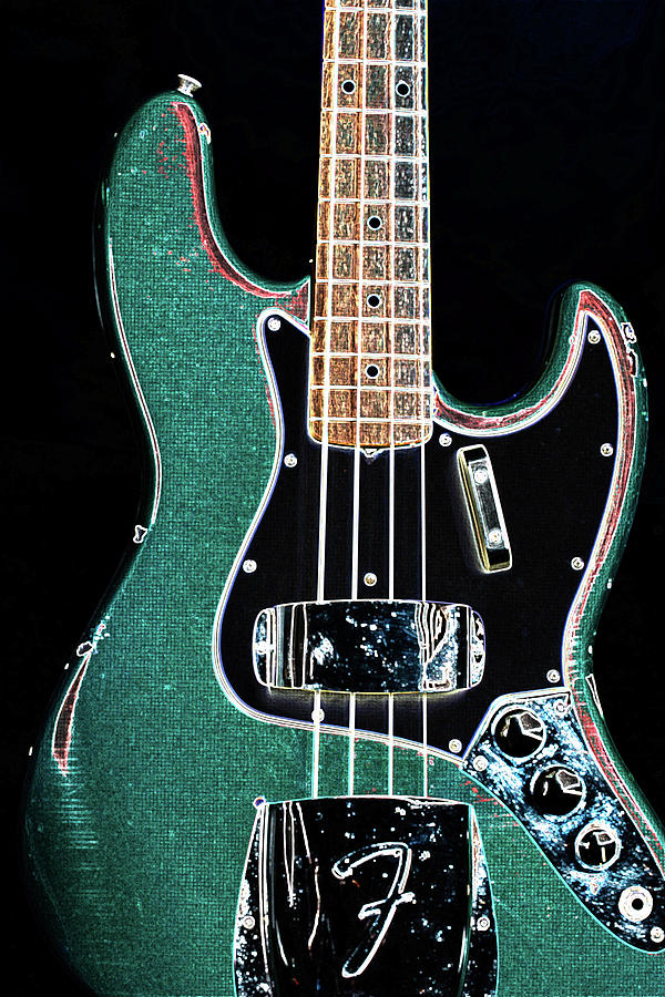 030.1834 Fender Jazz Bass Drawing Color #0301834 Photograph by M K Miller