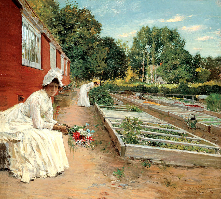 A Visit To The Garden Painting by William Merritt Chase