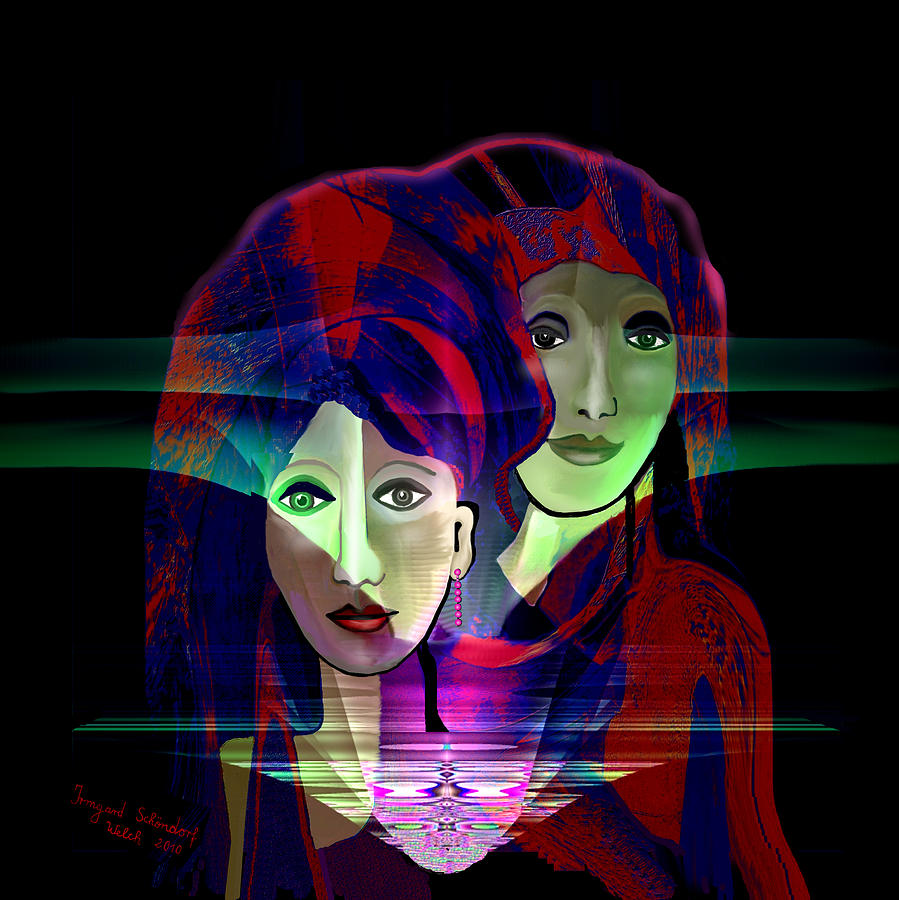036 Two Faces of  Night A V Digital Art by Irmgard Schoendorf Welch