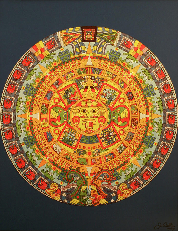 043 Aztec Calendar Mixed Media by James D Waller