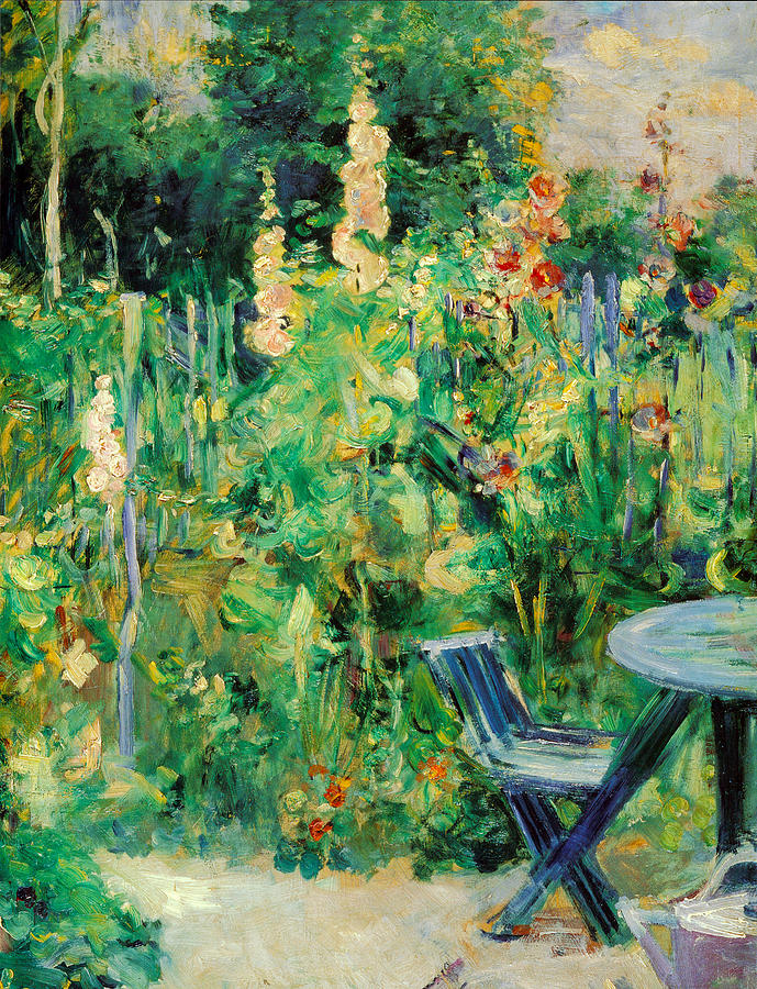 Hollyhocks Painting by Berthe Morisot