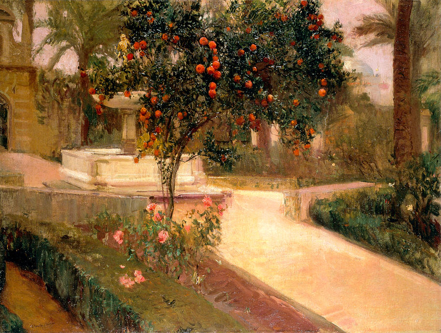 Apple Painting - Garden Alcazar Seville by Joaquin Sorolla
