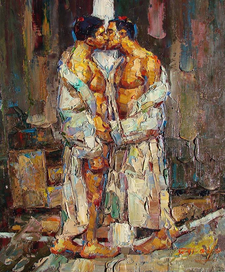 90X120Cm Fishing Man, Painting by Royo Liu