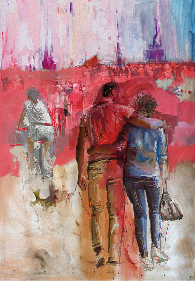 057 NewYork Lovers Painting by Maryam Mughal