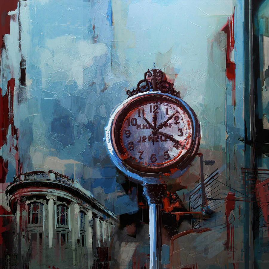 060 Milwaukee County Historical Societys street clock frozen in time Painting by Maryam Mughal