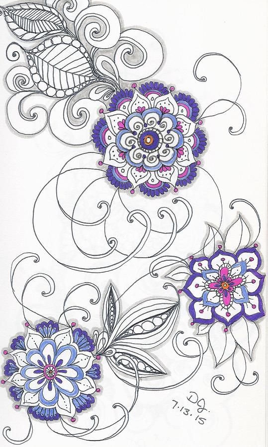 Flower Drawing - 071315 by Darla Richardson