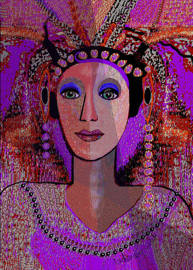 072 Exotic Lady Violet  V Painting by Irmgard Schoendorf Welch