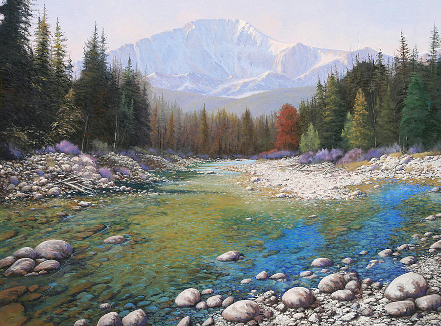 080401-4030 Shallow Waters - Pikes Peak Painting by Kenneth Shanika