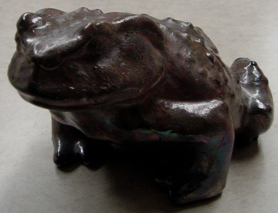 08CE029 Raku Toad Ceramic Art by Shirley Heyn