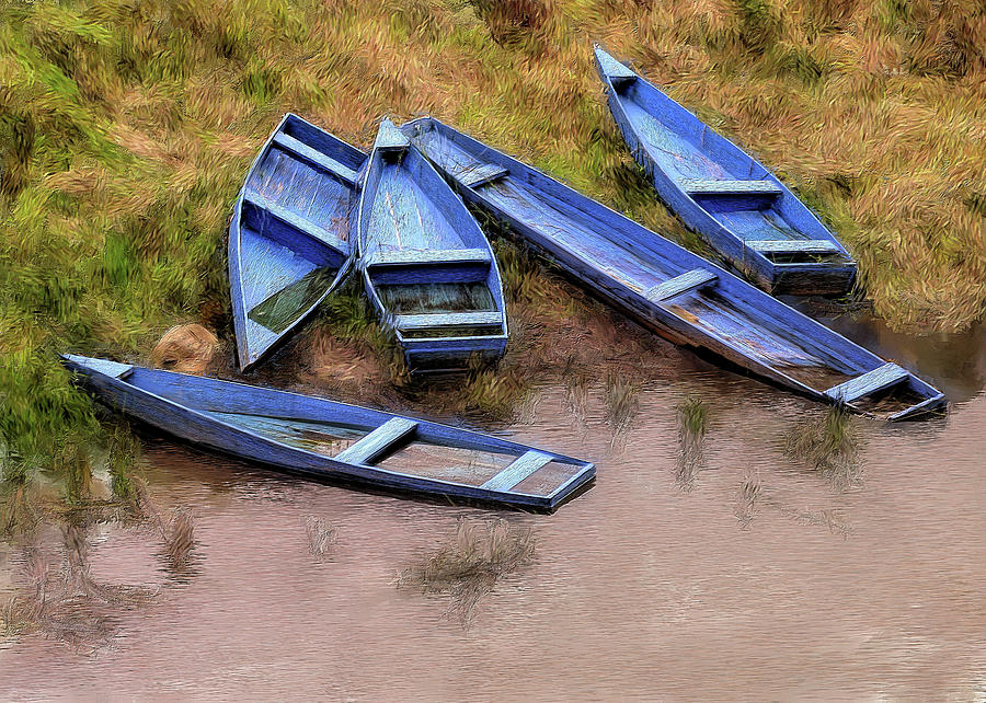 Blue Boats Digital Art by Bill Johnson
