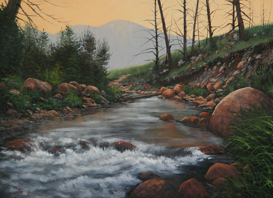 Landscape Painting - 090430-1216 Trout Creek - Spring by Kenneth Shanika Landscape Painting - 090430-1216 Trout Creek - Spring by Kenneth Shanika