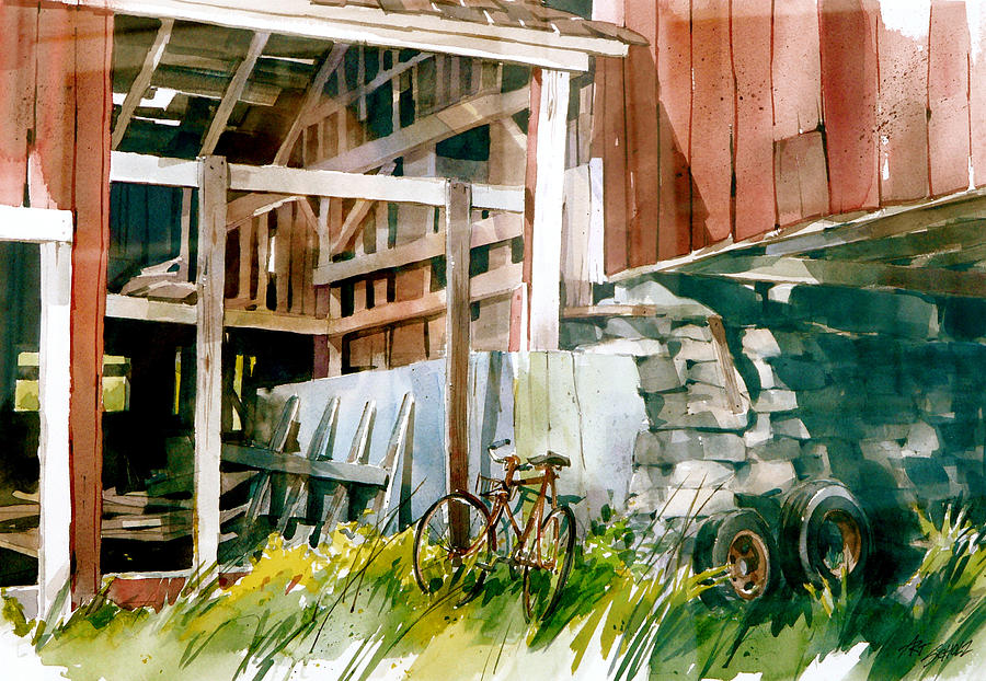   Bike n Barn Painting by Art Scholz