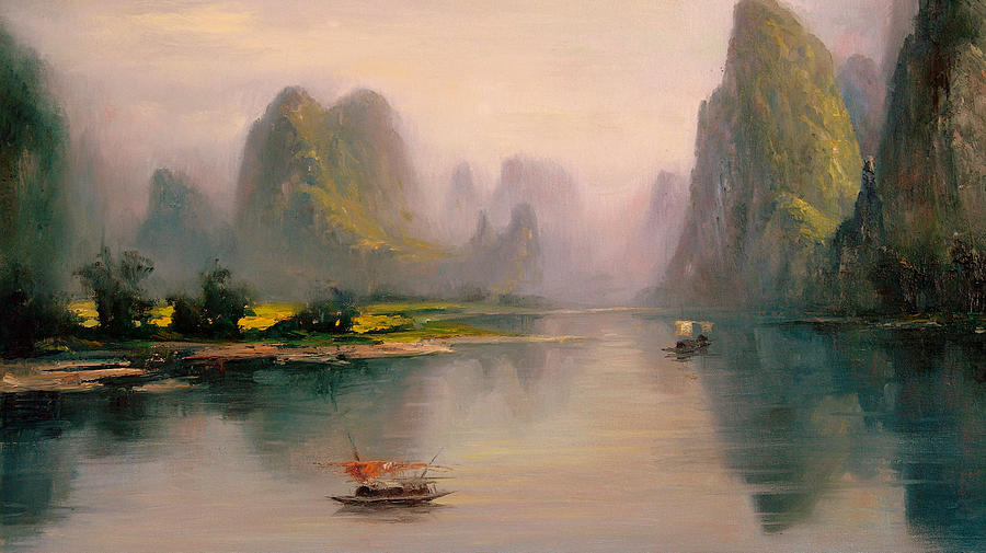 Lijiang in guilin Painting by Ming Hu - Fine Art America