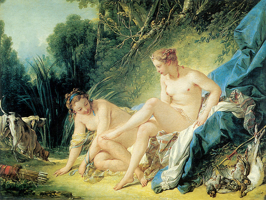 Diana Bathing #1 Painting by Francois Boucher