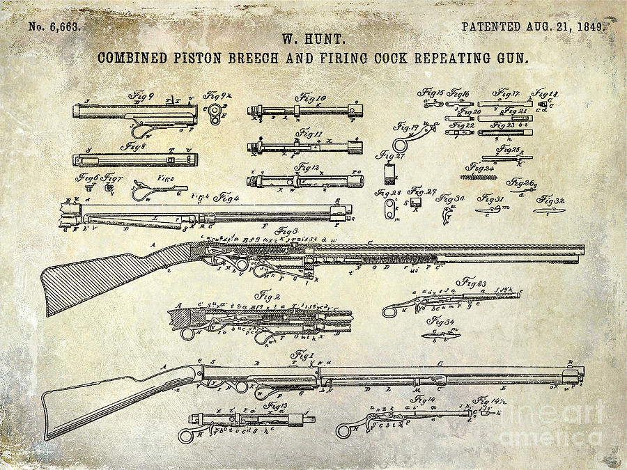 1849 Gun Patent Photograph by Jon Neidert
