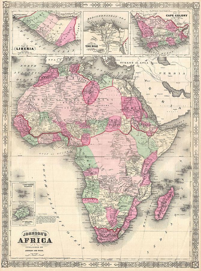 1864 Map of Africa Painting by Celestial Images