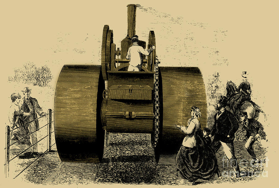 1866 Steam Road Roller Photograph by Science Source