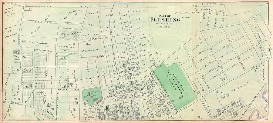 1873 Beers Map of Part of Flushing Queens New York City Photograph by Paul Fearn