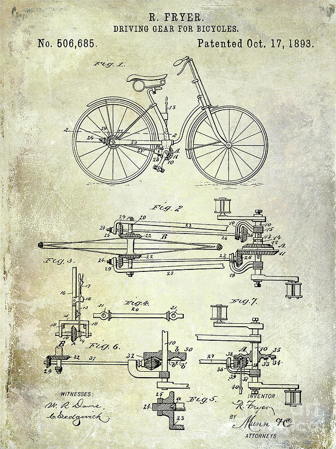 1893 Bicycle Patent Digital Art by Jon Neidert
